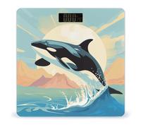 Orca in The Sea Bathroom Scale Automatic Power On/Off Body Scales LCD Backlight Display Square Digital Scale Rounded Corners Bathroom Scales for Home Bedrooms