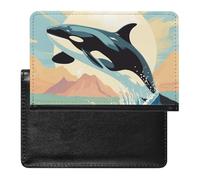 Orca in The Sea Passport Holder with 3 Card Slots, Portable PU Leather Travel Wallet, Slim Protective Cover for Passport, ID, Credit Cards