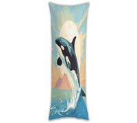 Orca in The Sea Pillow Cases Breathable Vertical Long Pillowcase Body Pillowcase with Hidden Zipper Closure Soft and Cozy Pillow Cover 20x54 Inches for Bedroom Couch