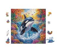 Orca in Tropical Ocean 100 Pieces Set Classic Jigsaw Puzzle Couple Puzzle Partners Mind Relaxation Wall Decor Easter New Year Creativity & Gift Giving 28x28cm