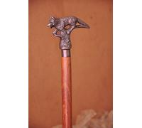 Orca INTERNATIONAL CO. Antique Vintage Nautical Solid Aluminium Handle Fox Cane Wooden Walking Stick Walking Sticks of Styles and Materials, Including Wood, Metal, Ivory, and Bone