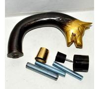 Orca INTERNATIONAL CO.Brass Cane Wolf Walking Stick Handle Head Cast Brass w/Outside Connector wolfGift by Antique Handy Craft