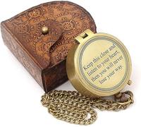 Orca INTERNATIONAL CO.Vintage Directional Magnetic Compass with Famous Scripture Quote Engraved Baptism Gifts with Leather Case or Wooden Case for Loved Ones, Son, Father, Love.