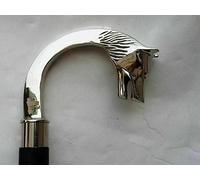 Orca INTERNATIONAL CO. Wolf Head Walking Cane for Women Men Seniors Vintage Victorian Brass Handle Silver Black Wooden Walking Stick