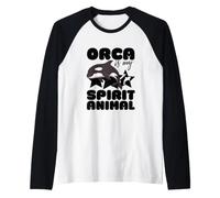 Orca is My Spirit Animal Kawaii Cartoon Funny Whale Orcas Raglan Baseball Tee