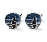 Orca Killer Whale Alloy Cufflinks for Men 17mm 20mm Shirt Cuff Links for Wedding Business Formal Dress Father's Day Birthday Gift for Him