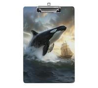 Orca Killer Whale and Ship Acrylic Clipboard for Letter A4 Size White