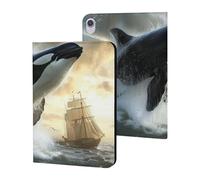 Orca Killer Whale And Ship Cute Tablet Case No Pen Slot Lightweight Hard Protective Cover Compatible with Ipad 9th/ 8th/ 7th