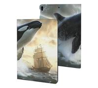 Orca Killer Whale And Ship Cute Tablet Case No Pen Slot Lightweight Hard Protective Cover Compatible with Ipad 9th/ 8th/ 7th