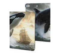 Orca Killer Whale And Ship Cute Tablet Case No Pen Slot Lightweight Hard Protective Cover Compatible with Ipad 9th/ 8th/ 7th