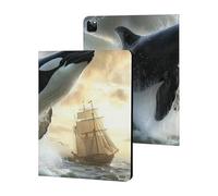 Orca Killer Whale And Ship Cute Tablet Case No Pen Slot Lightweight Hard Protective Cover Compatible with Ipad 9th/ 8th/ 7th