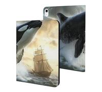 Orca Killer Whale And Ship Cute Tablet Case No Pen Slot Lightweight Hard Protective Cover Compatible with Ipad 9th/ 8th/ 7th