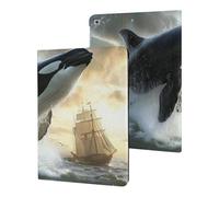 Orca Killer Whale And Ship Cute Tablet Case No Pen Slot Lightweight Hard Protective Cover Compatible with Ipad 9th/ 8th/ 7th