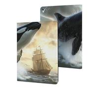 Orca Killer Whale And Ship Cute Tablet Case No Pen Slot Lightweight Hard Protective Cover Compatible with Ipad 9th/ 8th/ 7th