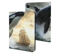 Orca Killer Whale And Ship Cute Tablet Case No Pen Slot Lightweight Hard Protective Cover Compatible with Ipad 9th/ 8th/ 7th