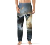 Orca Killer Whale And Ship Soft Pajamas Bottoms for Men Casual Long Lounge Pants Lightweight Loose Pj Nightwear 2XL