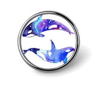 Orca Killer Whale Badge,Comfort Light in Weight Round Emblem Cute Funny Decor Brooch Smooth Does Not Fade Badges for Hats Jackets Coat Shirt