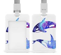 Orca Killer Whale Badge Holder,Durable Sturdy Lanyard Badge Protector Push-Pull Type Adjustable Fashionable Work ID Cover for Metro Nurse Office