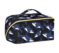 Orca Killer Whale Blue Cosmetics Bag with dividers Waterproof Large Make Up Bag Travel-Size Accessories