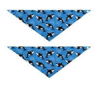 Orca Killer Whale Blue Ocean Bubble 2 Pack Cute Dog Bandanas Soft Dog Scarf Pet Holiday Set for Dogs Cats