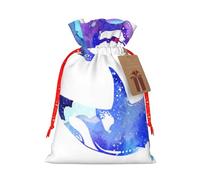 (Orca Killer Whale) Christmas Burlap Gift Bags, Eco-Friendly Polyester Drawstring Pouches For Holiday, Birthday & Party Gift Packaging S