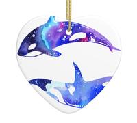 Orca Killer Whale Christmas ceramic heart ornament printed holiday decoration suitable for Christmas and family parties