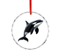 Orca Killer Whale Christmas Ornaments Glass Crystal Round Hanging Decorations for Xmas Tree Holiday Party