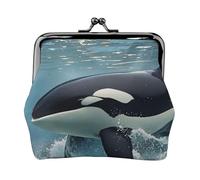 Orca Killer Whale Coin Purse for Women, Small Card Holder PU Leather Change Pouch, Kiss Lock Coin Pouch Mini Portable Party Cosmetic Bags Vintage Card Wallets for Cash Key