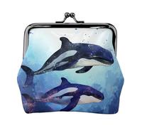Orca Killer Whale Coin Purse Small Wallet for Women Vintage PU Leather Change Purse, Kiss Lock Coin Pouch ID Credit Cards Holder Cash Coin Holder Case, Car Change Holder