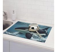Orca Killer Whale Dish Drying Mat For Kitchen Counter Absorbent Microfiber Large Drying Pad Reversible Washable Dish Mats For Home Kitchen Decor,Dining Room,Office 18"X24"
