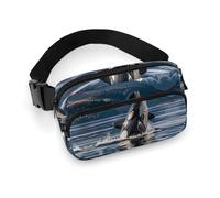 Orca Killer Whale Fanny Pack for Women Men Waist Bag Belt Bag Adjustable Casual Bag for Travel Sports Hiking, white, 7.9x5.1inches
