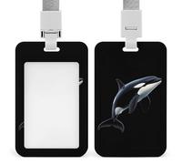 Orca Killer Whale Funny ID Badge Holder with Lanyard Name Card Holders for Work Nurse Teacher