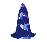 Orca Killer Whale Hooded Cape For Teenagers, Unisex Cloak Robe Hooded Halloween Costume Satin Witches Vampire Cloak Fancy Dress Up Children