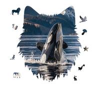 Orca Killer Whale Jigsaw Puzzle 175PCS Wolf Head Design Puzzle Wooden Jigsaw Puzzles for Adults Families