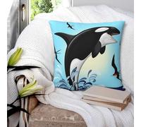 Orca Killer Whale Jumping Out The Ocean Square Pillowcase Pillow Cover Cushion Decor Comfort Throw Pillow for Home Sofa