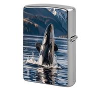 Orca Killer Whale Metal Lighter Case, Funny Lighter Cover Double-Side Print Vintage Cool Lighters Sleeve Lighters Accessories for Zippo Men Dad Husband Collect
