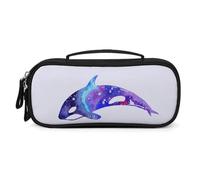 Orca Killer Whale Multi-Purpose Organiser Pouch with Handle Durable PU Leather Pen Pouch Portable Makeup Storage Bag for Travel Everyday Carry Desk Organisation 21x11x4.5cm Size