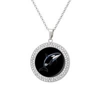 Orca Killer Whale Personalized Picture Necklace Photo Pendant Custom Memorial Jewelry for Women