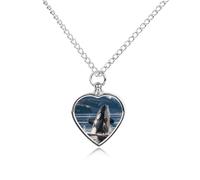 Orca Killer Whale Pet Urn Necklace for Dog Cat Ashes Heart Pets Cremation Keepsake Waterproof Pendant Memorial Jewelry Pendants Gifts for Women Men