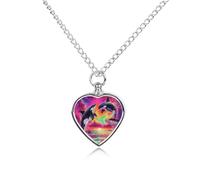 Orca Killer Whale Pet Urn Necklace Memorials Funerary Ashes Pendant Heart Silver for Dog Cat Lover