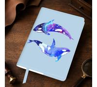 Orca Killer Whale Print A5 Leather Journal Cover,Refillable Genuine Leather Journal Notebook Cover