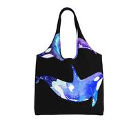Orca Killer Whale Print Canvas Tote Bags,Reusable Cloth Bags For Shopping Beach Grocery Trendy