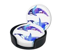 Orca Killer Whale Print Coaster With Storage Box For Home, Office, And Restaurant Use