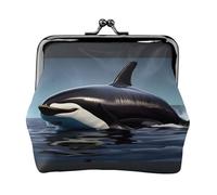 Orca Killer Whale print coin purse for women,small womens wallet,small makeup bag for purse,ultra-thin retro change wallet, Black, One Size, Art Deco