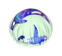 Orca Killer Whale Print Double Layer Shower Cap Reusable Lightweight And Soft Bath Hair Cap For Women
