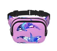 Orca Killer Whale Print Fashion Waist Packs Square Layer Waist Bag Black Belt Bag with Adjustable Strap, Black, One Size