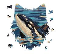 Orca Killer Whale Print Jigsaw Puzzle 175PCS Wolf Head Design Puzzle Wooden Jigsaw Puzzles for Adults Families