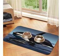 Orca Killer Whale print print PU Leather Feeding Mat for Dogs Cats Pet Food Mat Absorbent Non-Slip Rubber Bottom