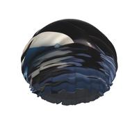 Orca Killer Whale Print Print Shower Cap, Lined Shower Cap For Women Reusable, Double Layer Waterproof Bath Cap