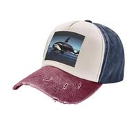 Orca Killer Whale Print Print Vintage Hats for Men Snapback Hat Custom Baseball Cap Fitted Hat, Navy and Red, One size